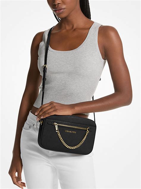 jet set saffiano crossbody with attach michael kors|mk jet set saffiano crossbody.